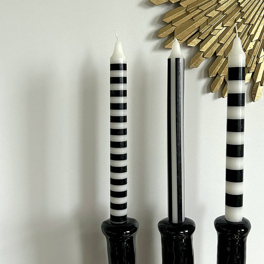 Set of 4 candles long Paul black D2 1 H25cm