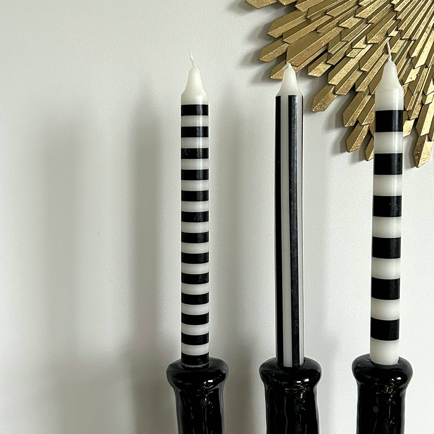 Set of 4 candles long Paul black D2 1 H25cm
