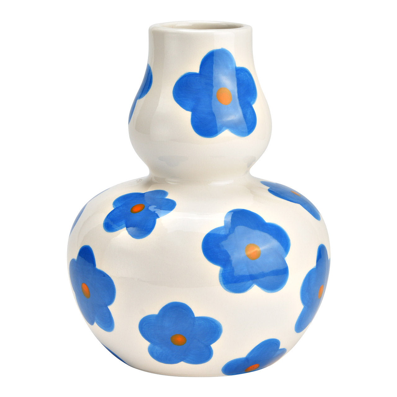 Vase céramique fleurs bleues