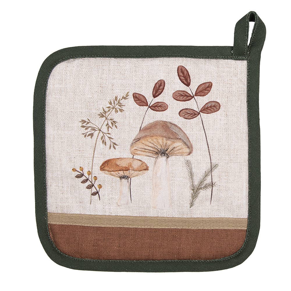 Manique 20x20 cm Coton Beige Champignons