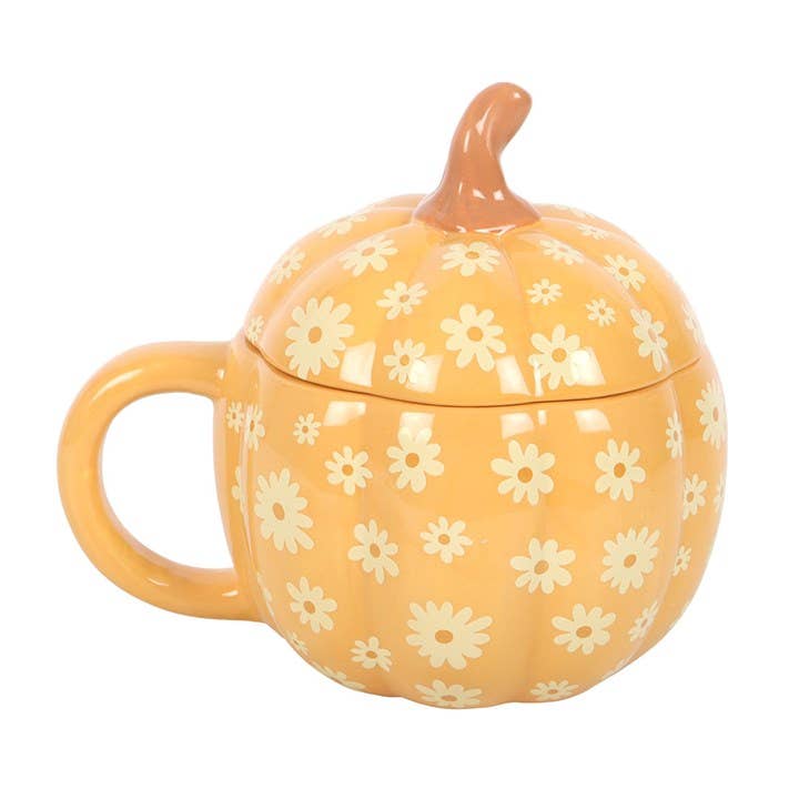 Mug à Couvercle Citrouille Florale Groovy