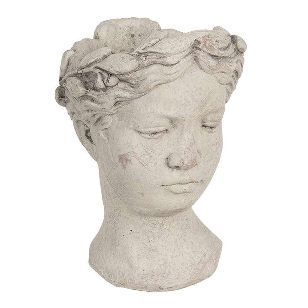 Jardinière d'intérieur en pierre gris-brun 18 x 17 x 25 cm