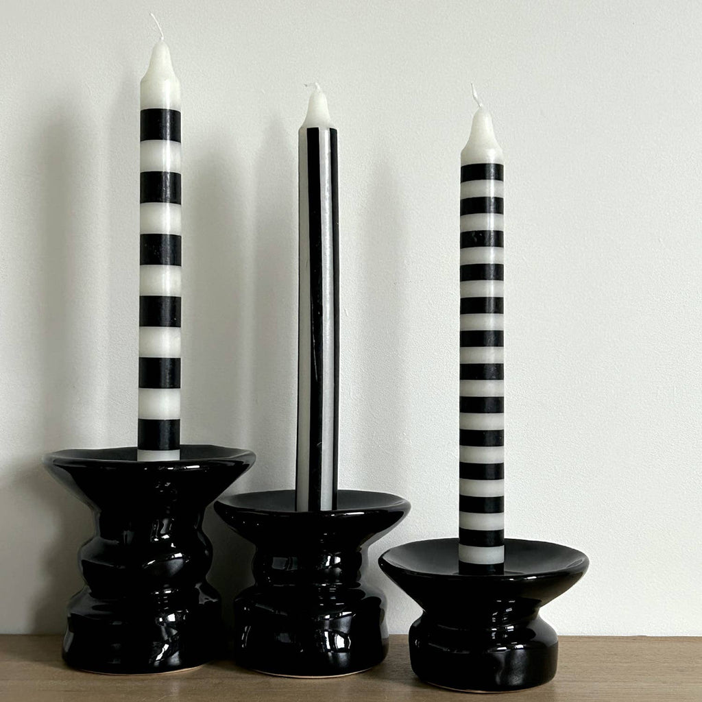 Set of 4 candles long Paul black D2 1 H25cm