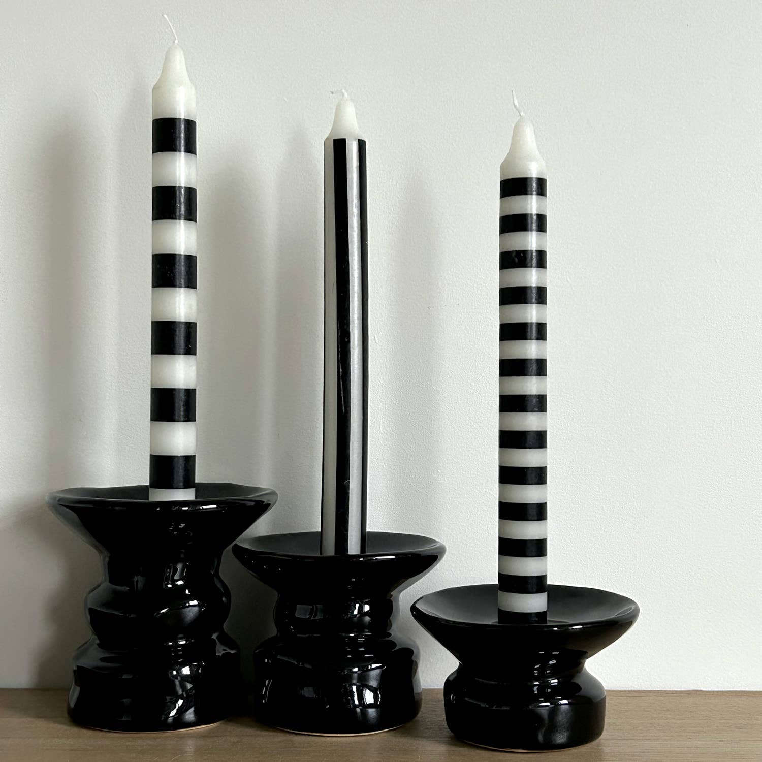 Set of 4 candles long Paul black D2 1 H25cm