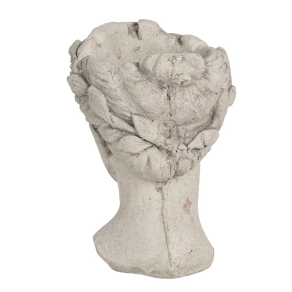 Jardinière d'intérieur en pierre gris-brun 18 x 17 x 25 cm