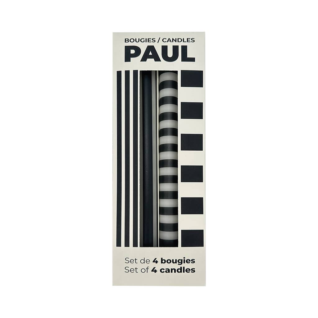 Set of 4 candles long Paul black D2 1 H25cm