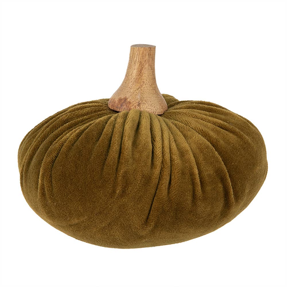 Citrouille décorative en tissu vert Ø 15 x 12 cm