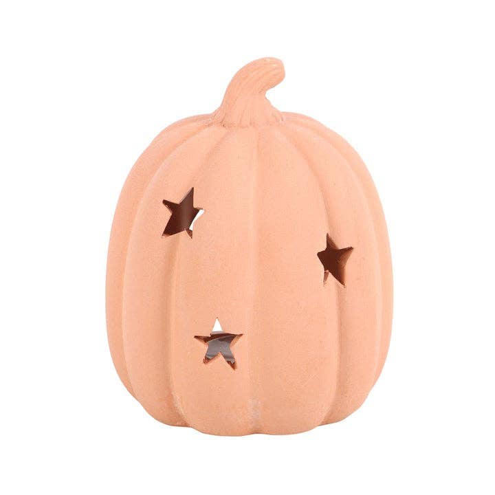 Porte-bougie chauffe-plat citrouille en terre cuite 9 cm – automne
