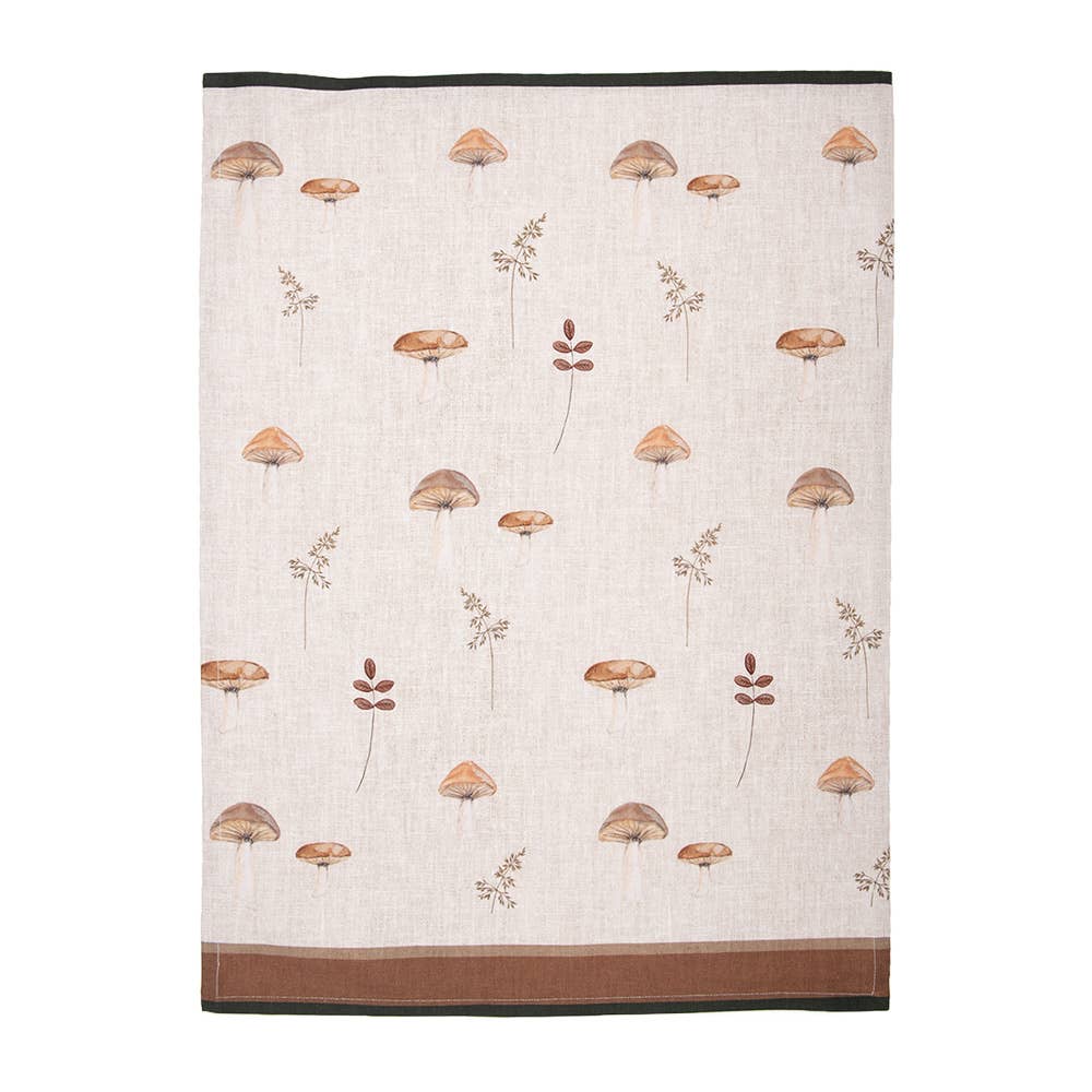 Torchon 50x70 cm en coton beige Champignons Kitchen