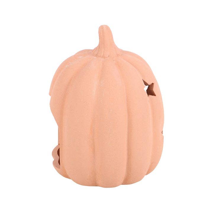 Porte-bougie chauffe-plat citrouille en terre cuite 9 cm – automne
