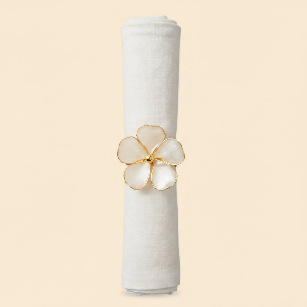 Ronds de serviette fleurs dorées - Élégance poétique pour votre table