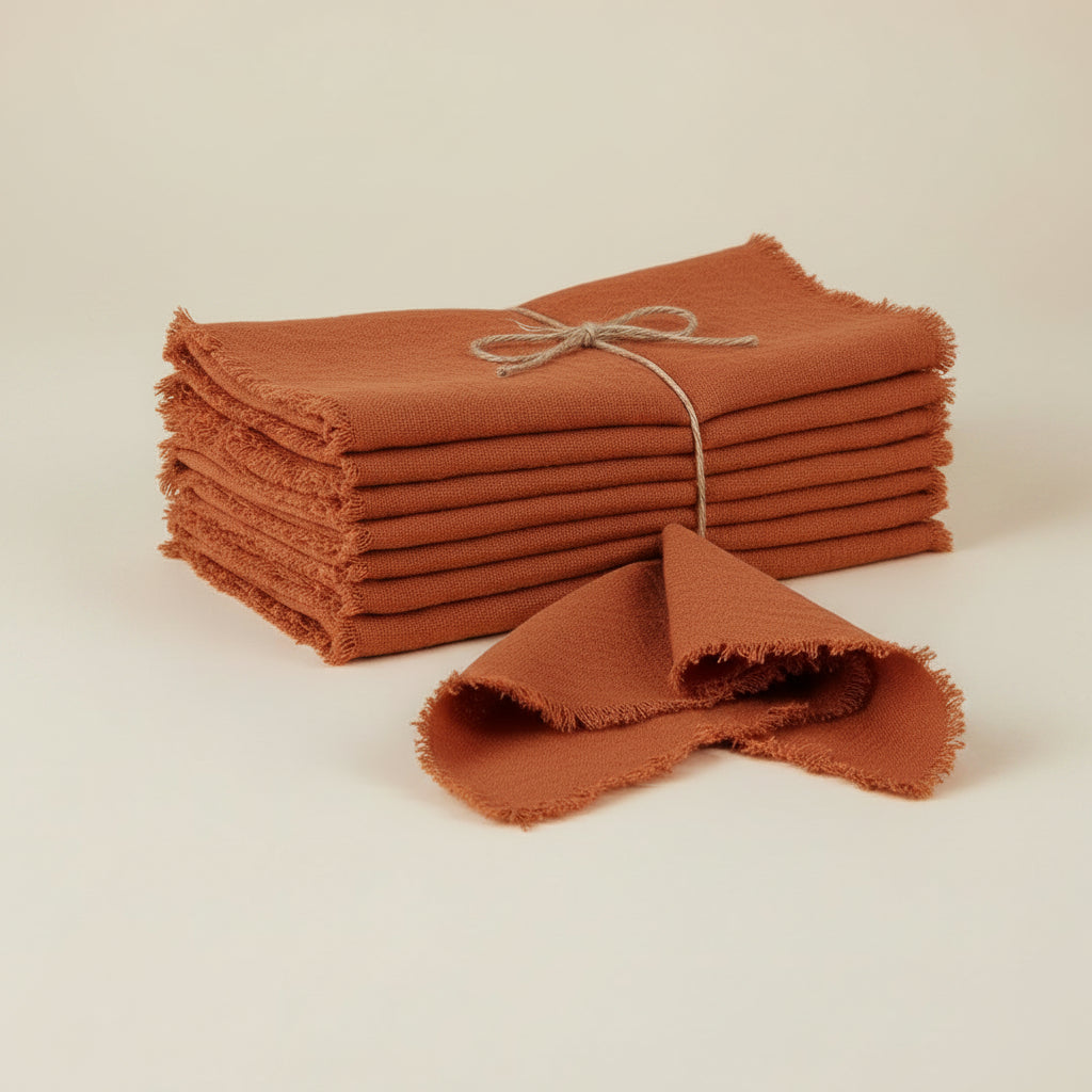 Serviettes de table frangées - Chaleur & caractère