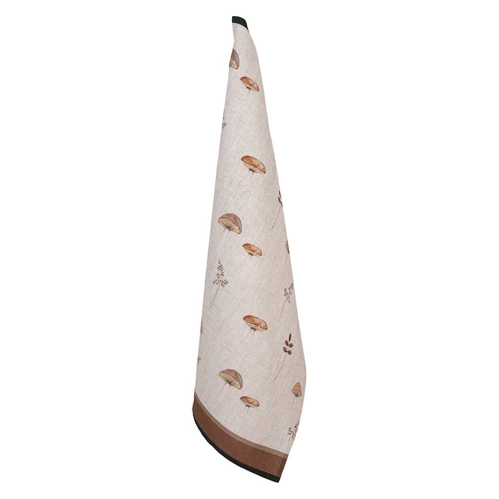 Torchon 50x70 cm en coton beige Champignons Kitchen