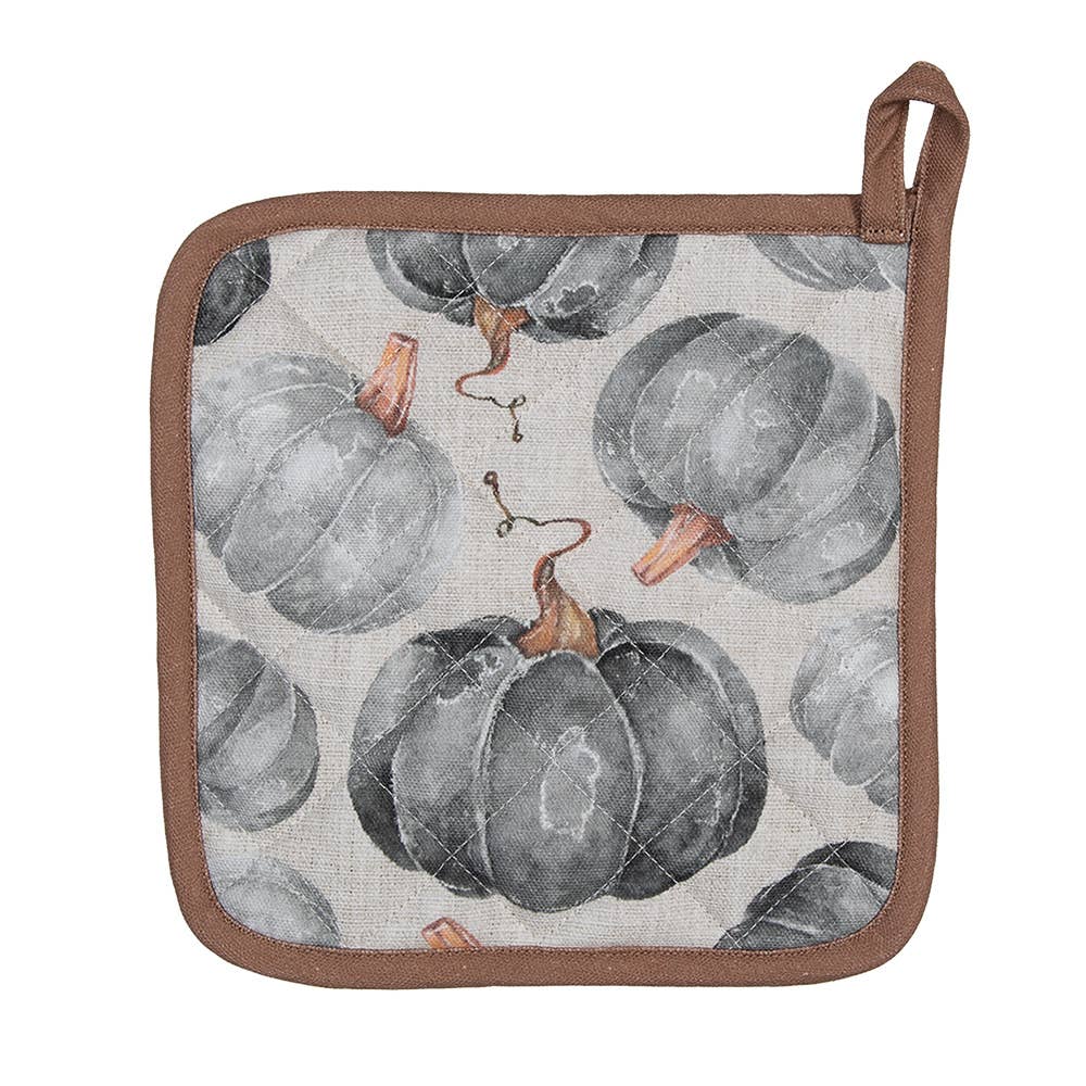 Manique 20x20 cm Coton Gris Citrouille Carré
