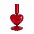 Bougeoir Cœur en verre rouge 16.5 x 8 cm