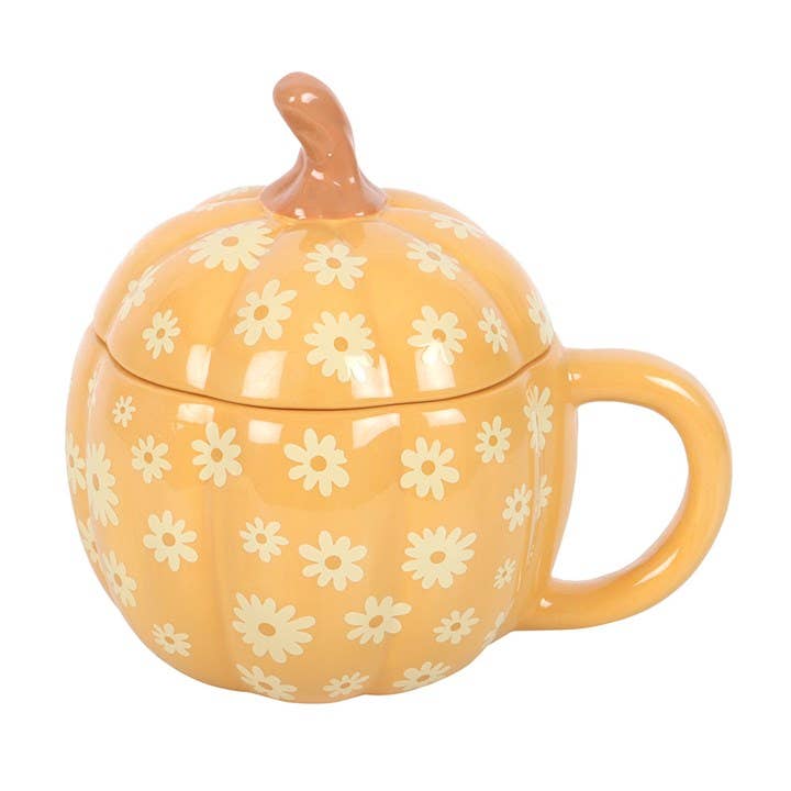 Mug à Couvercle Citrouille Florale Groovy