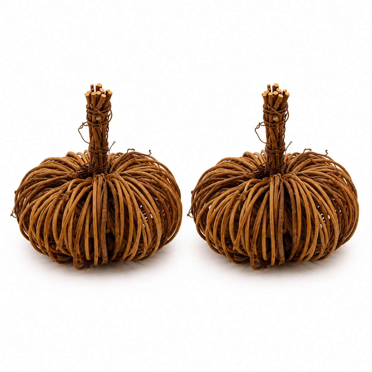 Lot de 2 citrouilles en rotin (10cm)