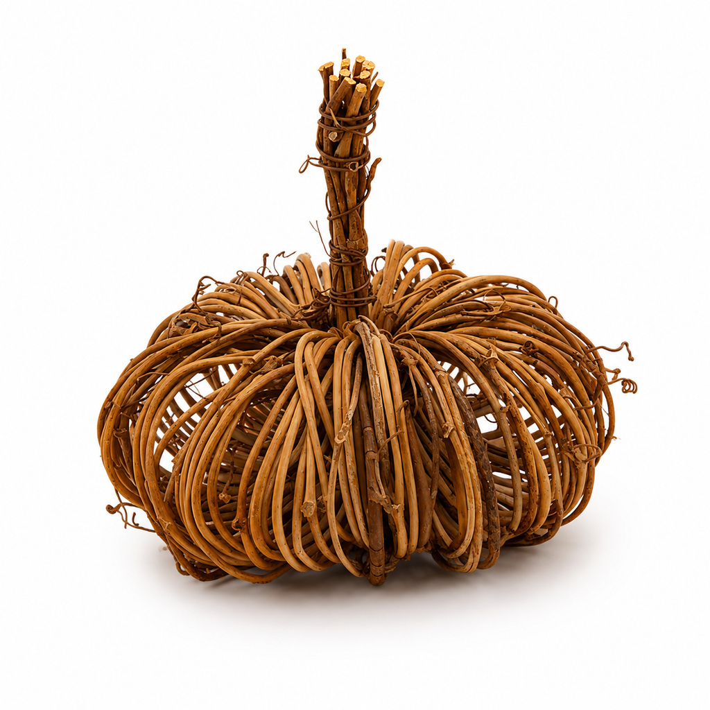 Lot de 2 citrouilles en rotin (10cm)