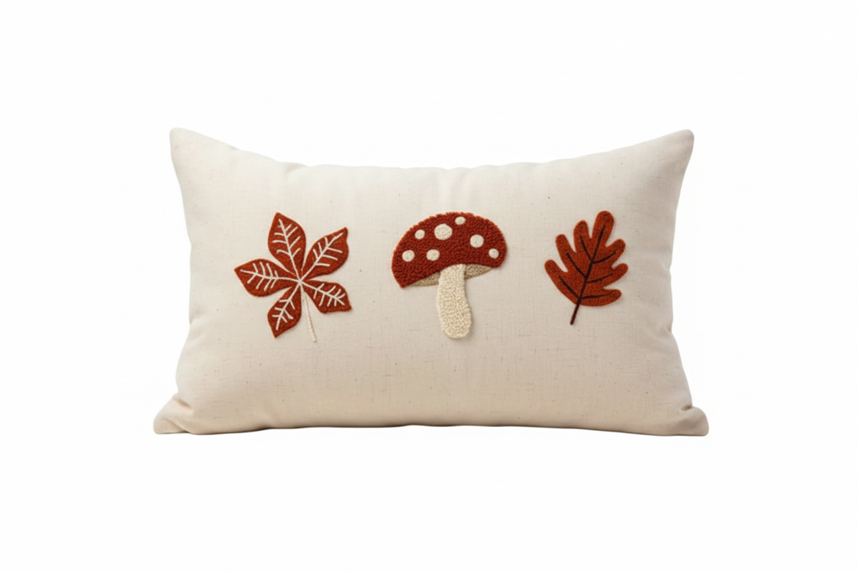 Housse de coussin Citrouilles brodées – 30 × 50 cm