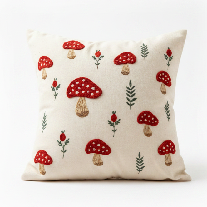 Housse de coussin brodée d'automne – 45 × 45 cm