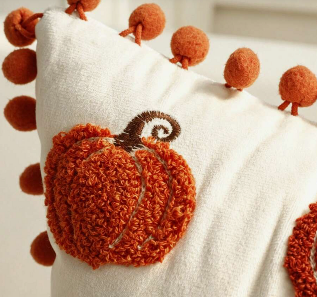 Housse de coussin brodée d'automne – 45 × 45 cm