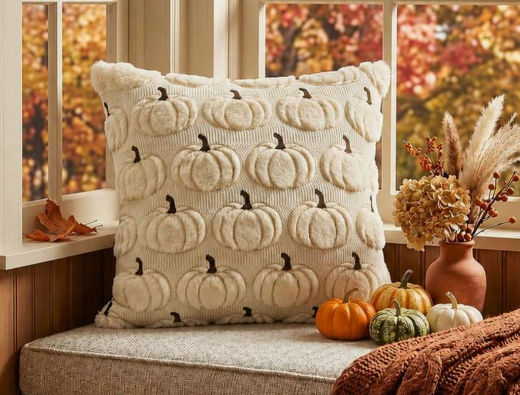 Housse de coussin automnal velours – 40 × 40 cm