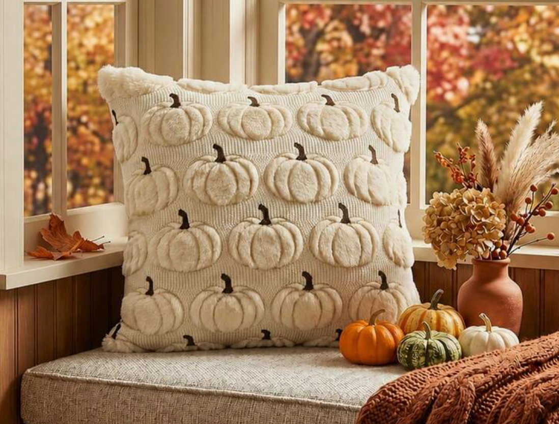 Housse de coussin automnal velours – 40 × 40 cm